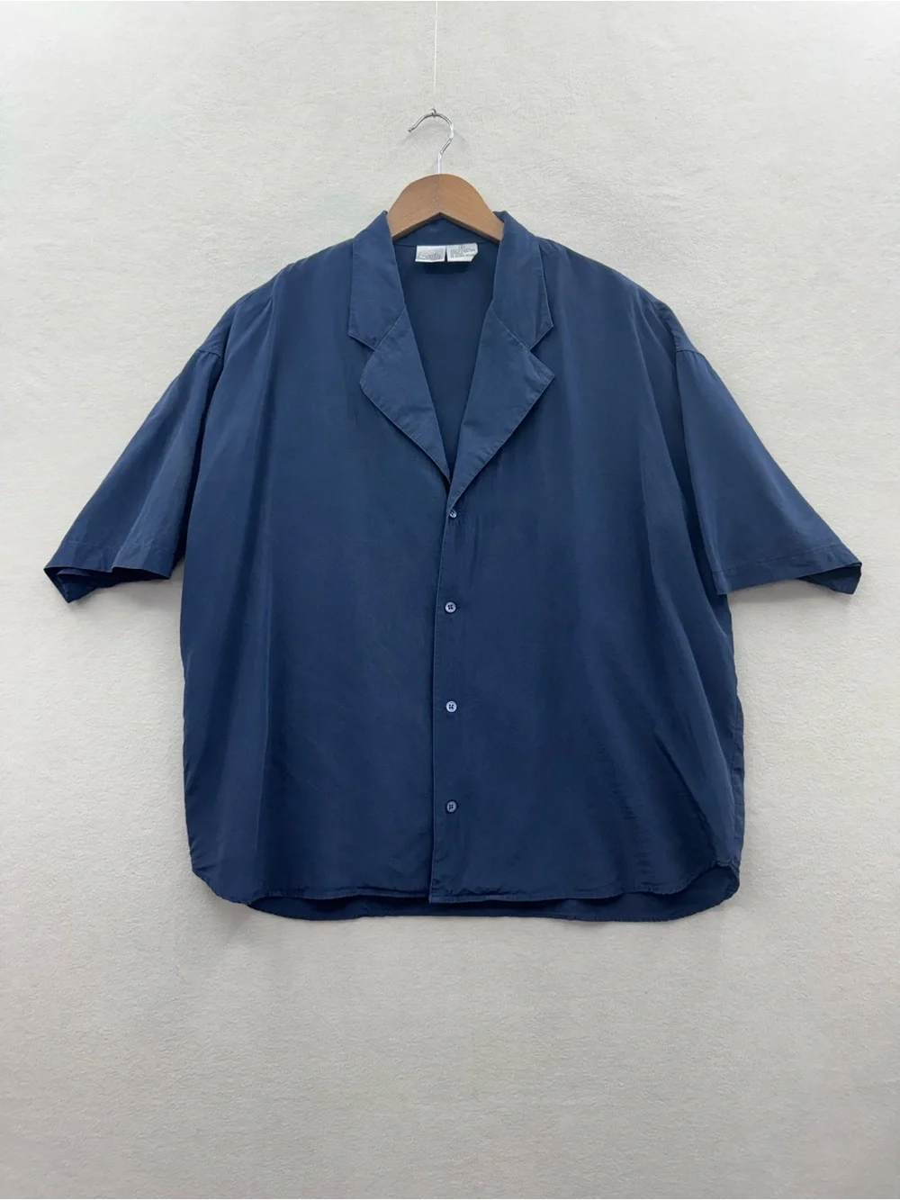 GO SILK Women’s 1X Blue Button Up 100% Silk Top